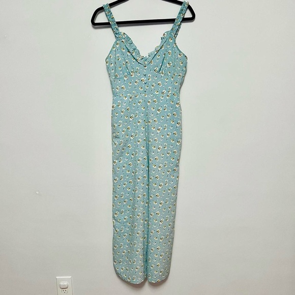Topshop Pippa frilled floral sleeveless wide leg cropped jumpsuit size 4 - Picture 2 of 2